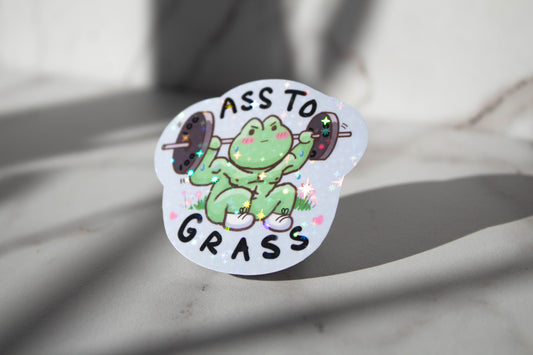 Ass to grass buff frog sticker