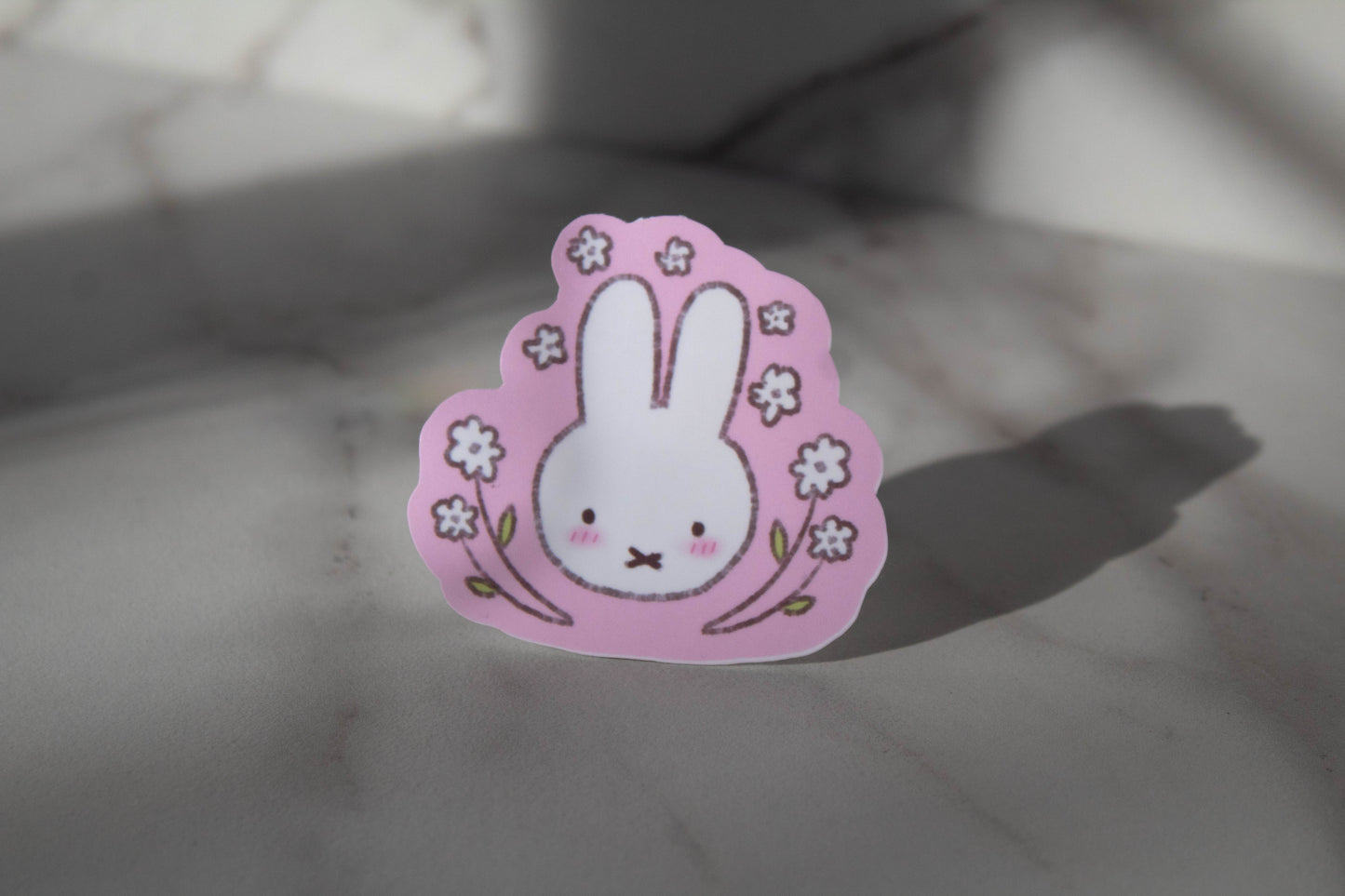 Pink Bunny Floral Sticker