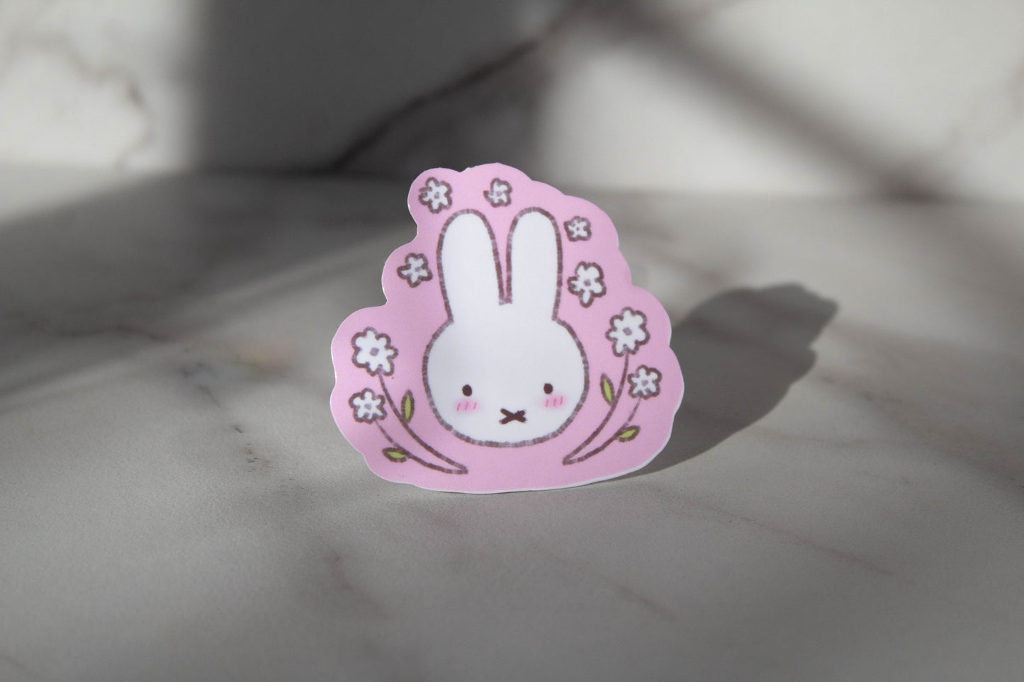 Pink Bunny Floral Sticker