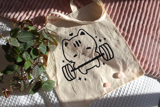 Buff Kitty Canvas Tote Bag